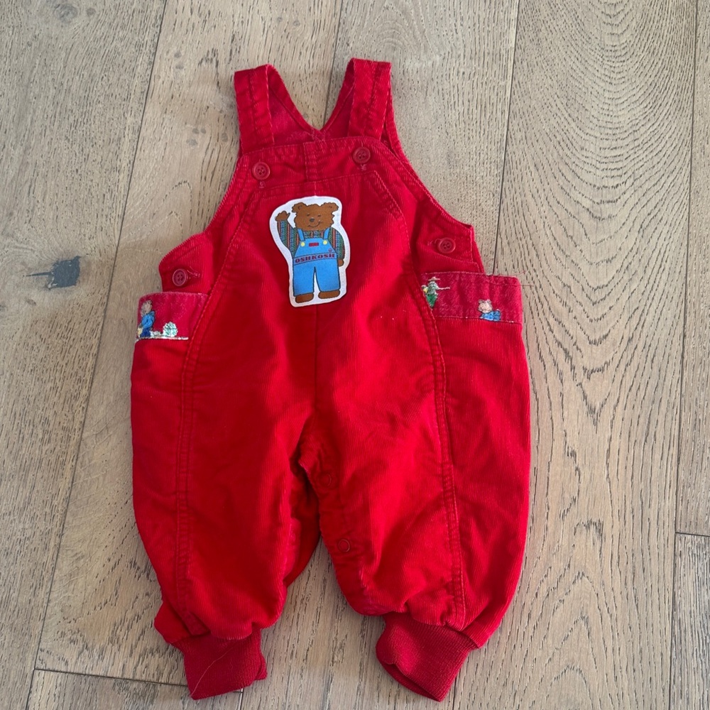 OshKosh B'gosh Red Kids Overalls with Bear Patch
